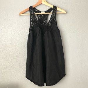 Aritzia Wilfred Black Silk Lace Tank Top